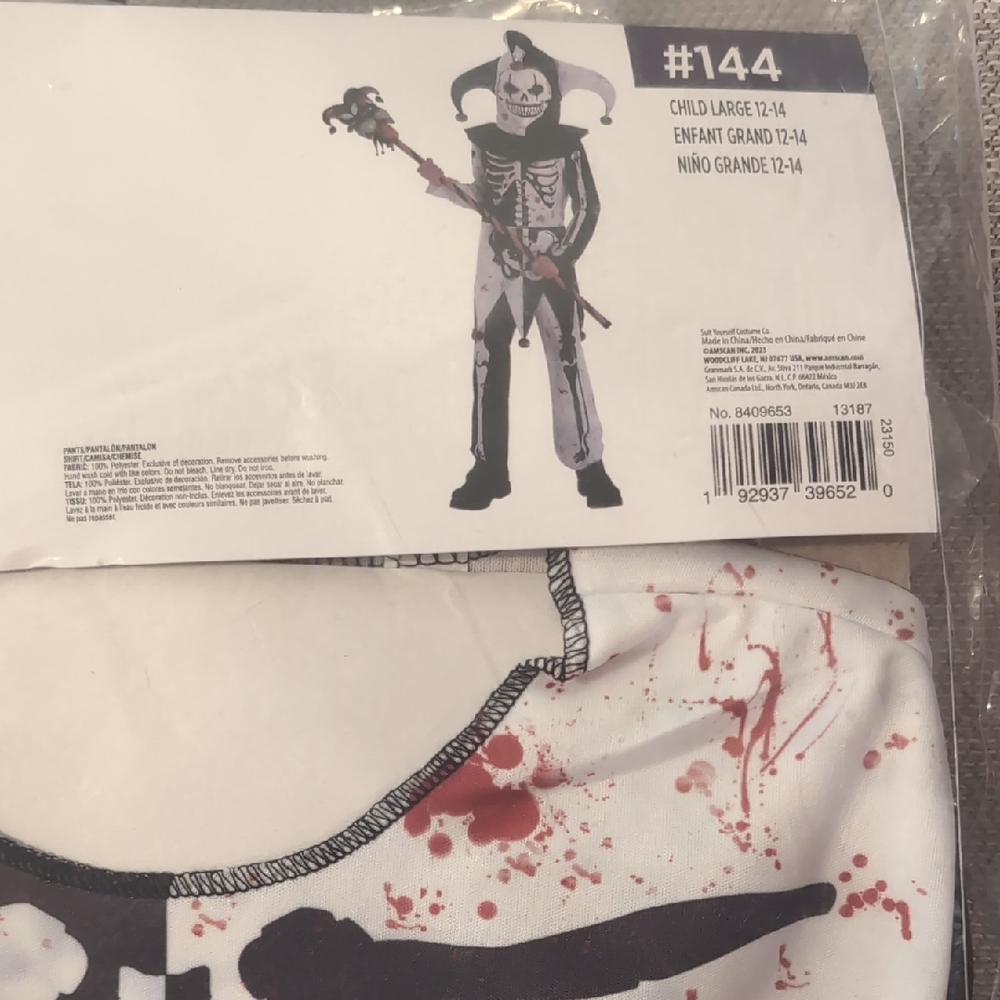 Skeleton Warrior Kids Costume - Black and White
